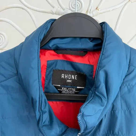 Rhone Quilted Jacket Mens Mens XXL Blue Quilted Insulated Hooded Full Zip